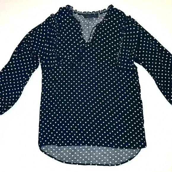 Tommy Hilfiger Womens Polkadot Navy/White Ruffle Blouse Size Small - Picture 5 of 11